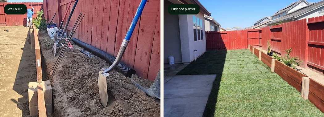 Manteca backyard planter build and finished