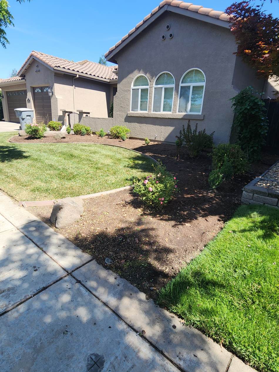 Landscape beds before mulch installation in Escalon