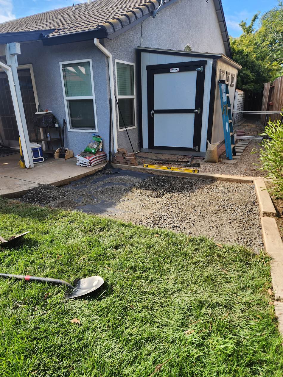 Prepared base before paver installation in Escalon
